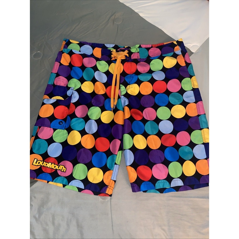 Loud Mouth Golf Shorts Sz 36 Multicolored Dots Bold Spots Loudmouth Logo